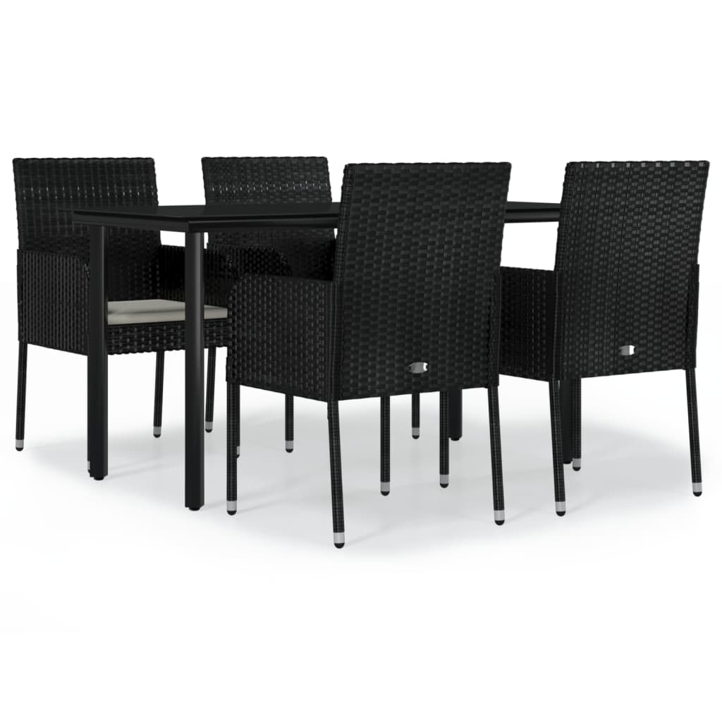 5-delige Tuinset met kussens poly rattan zwart is nu te koop bij PeponiXL, paradijselijk wonen!