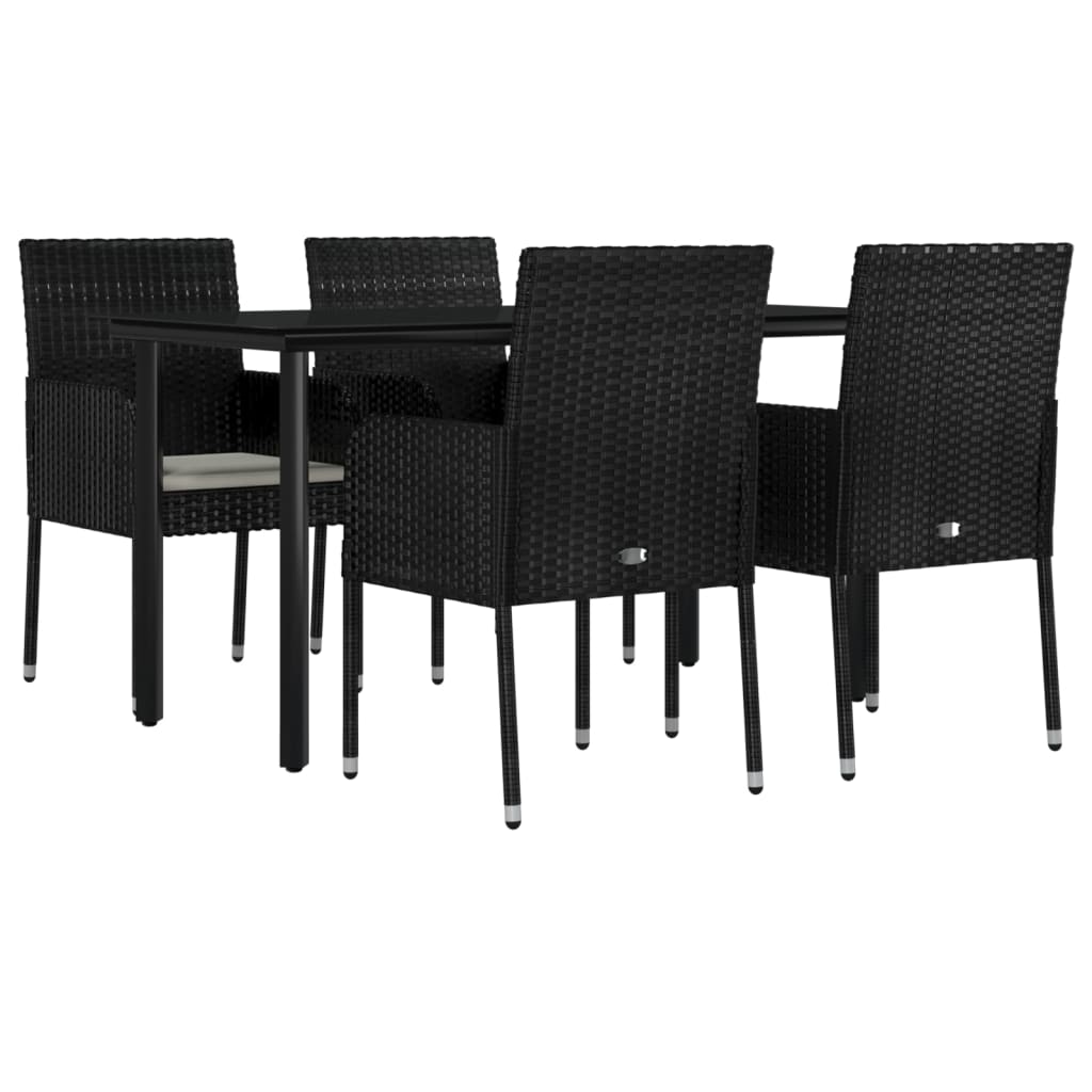 5-delige Tuinset met kussens poly rattan zwart is nu te koop bij PeponiXL, paradijselijk wonen!