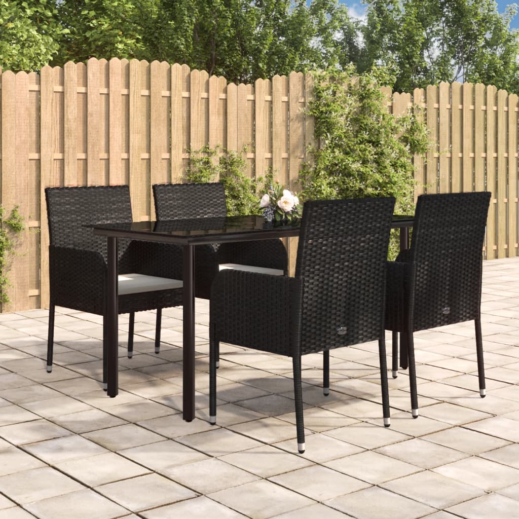 5-delige Tuinset met kussens poly rattan zwart is nu te koop bij PeponiXL, paradijselijk wonen!