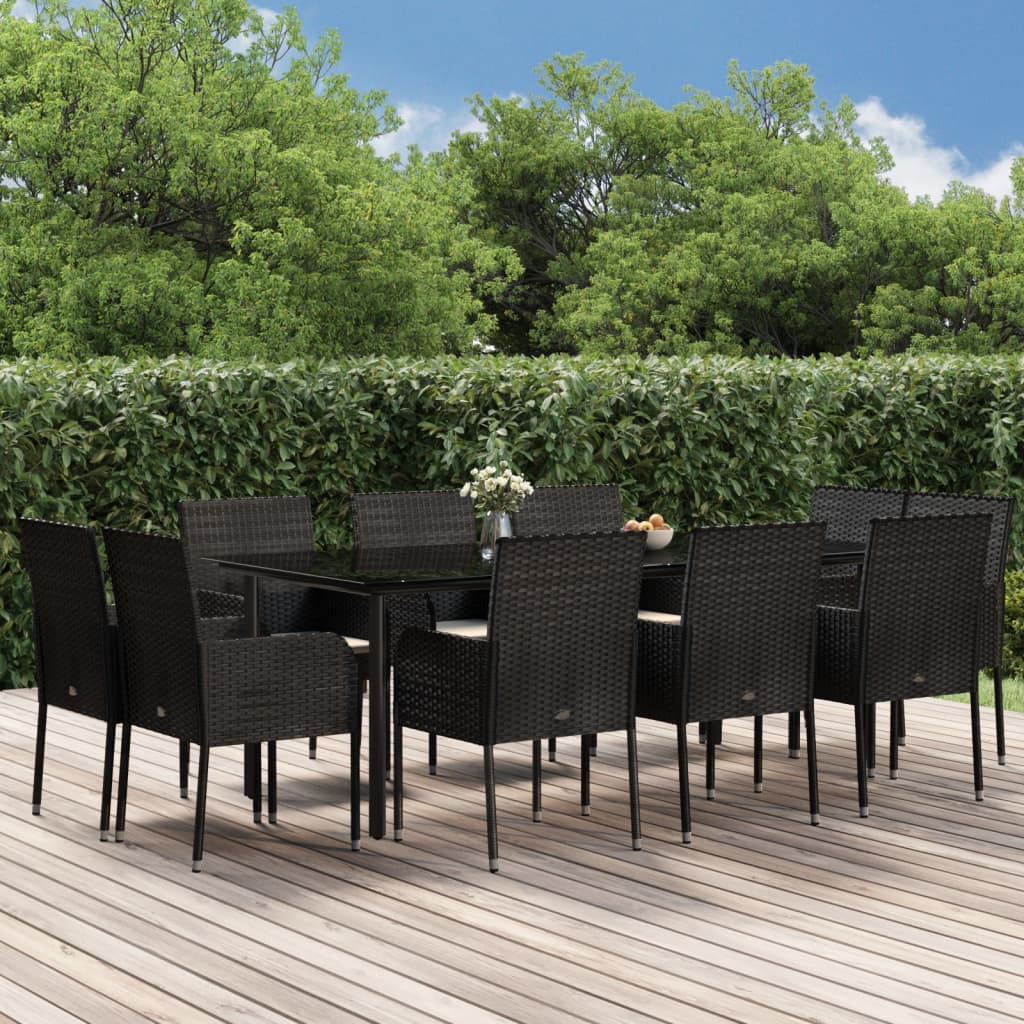 11-delige Tuinset met kussens poly rattan zwart is nu te koop bij PeponiXL, paradijselijk wonen!