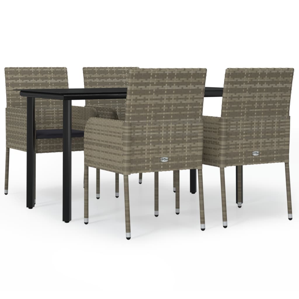 5-delige Tuinset met kussens poly rattan zwart en grijs is nu te koop bij PeponiXL, paradijselijk wonen!