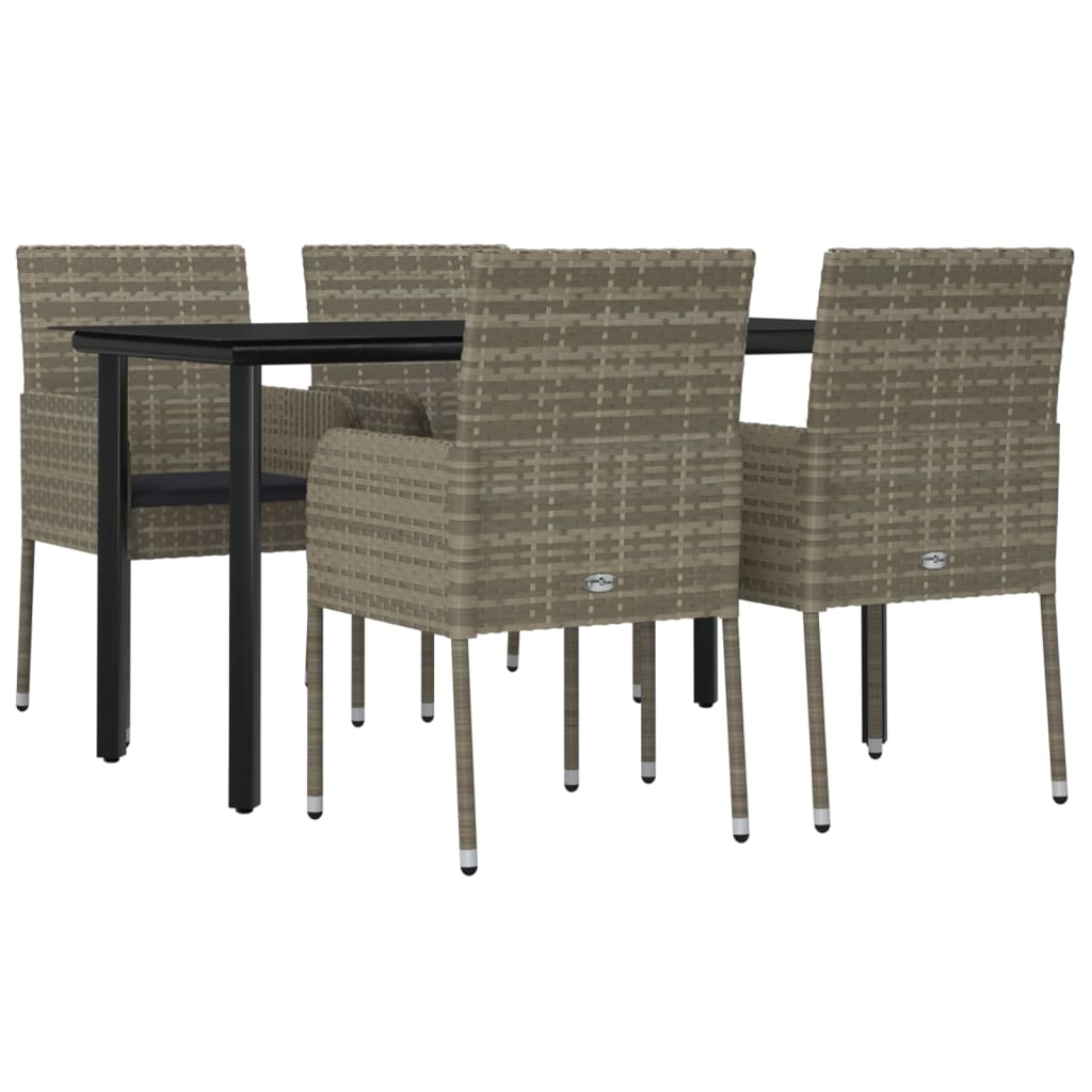 5-delige Tuinset met kussens poly rattan zwart en grijs is nu te koop bij PeponiXL, paradijselijk wonen!