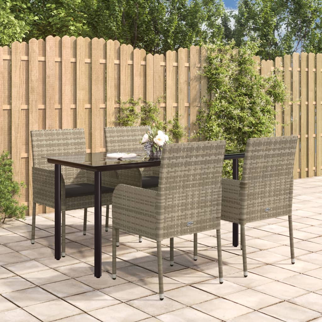 5-delige Tuinset met kussens poly rattan zwart en grijs is nu te koop bij PeponiXL, paradijselijk wonen!