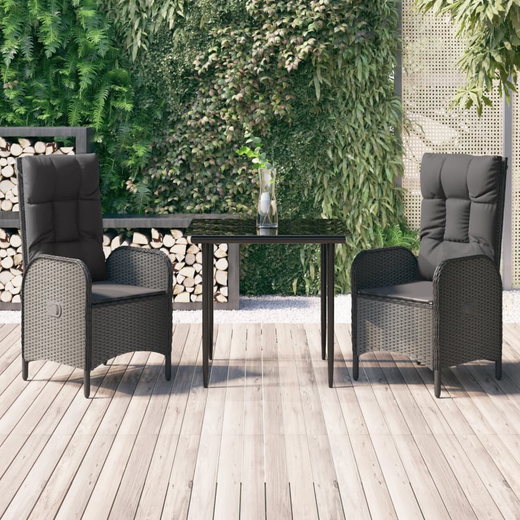 3-delige Tuinset met kussens poly rattan zwart is nu te koop bij PeponiXL, paradijselijk wonen!