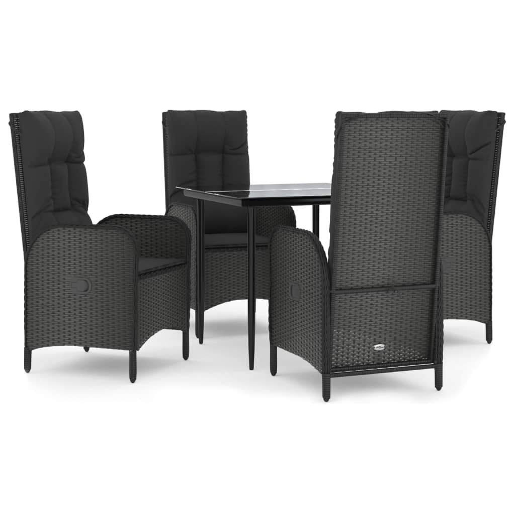 5-delige Tuinset met kussens poly rattan zwart is nu te koop bij PeponiXL, paradijselijk wonen!
