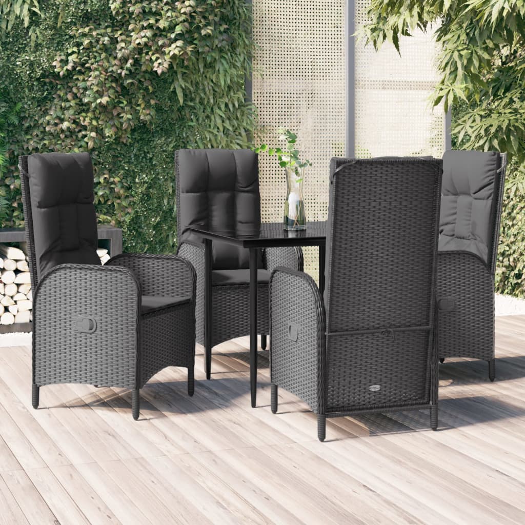 5-delige Tuinset met kussens poly rattan zwart is nu te koop bij PeponiXL, paradijselijk wonen!
