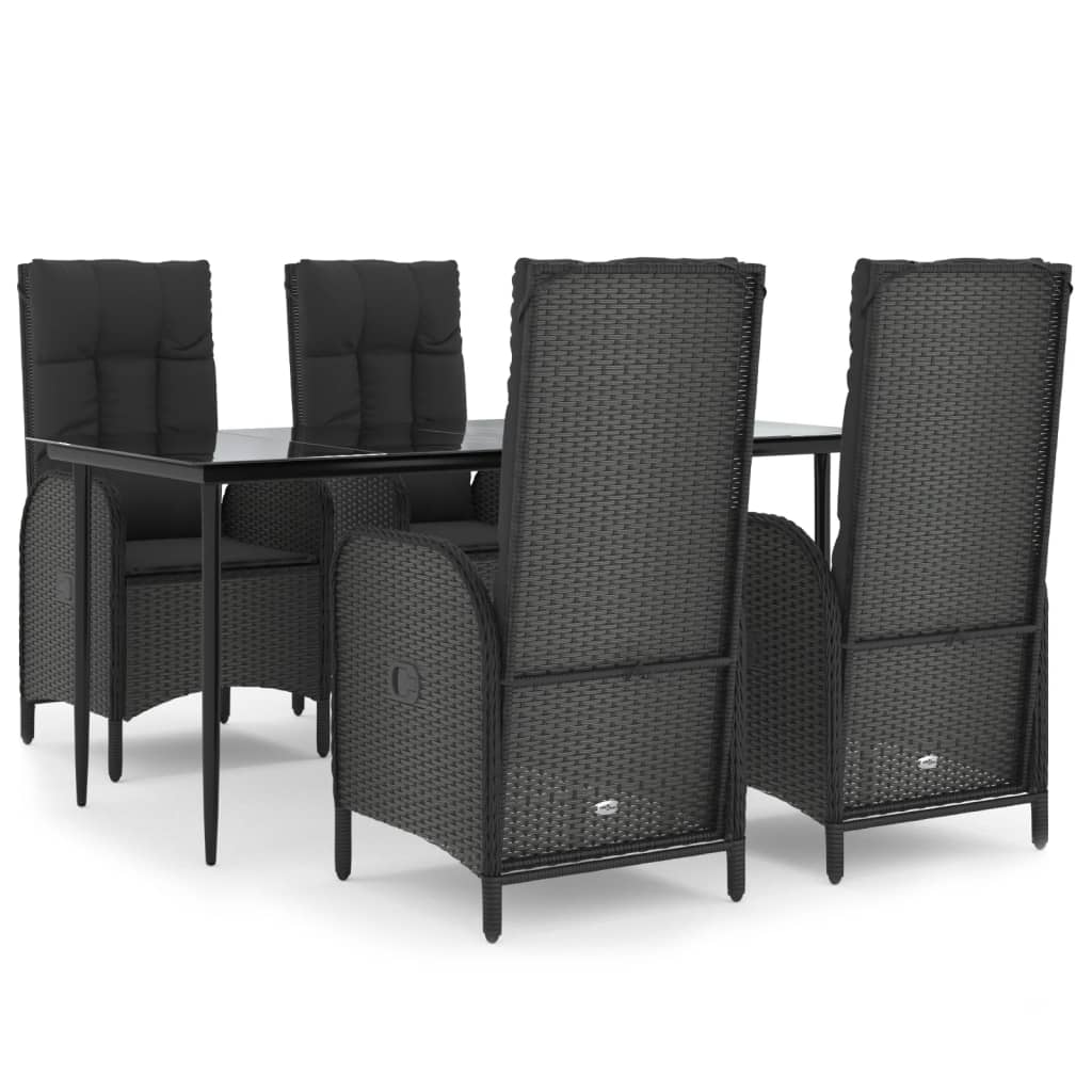 5-delige Tuinset met kussens poly rattan zwart is nu te koop bij PeponiXL, paradijselijk wonen!