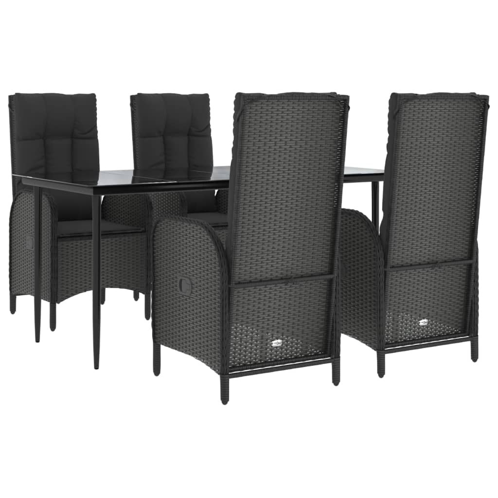 5-delige Tuinset met kussens poly rattan zwart is nu te koop bij PeponiXL, paradijselijk wonen!
