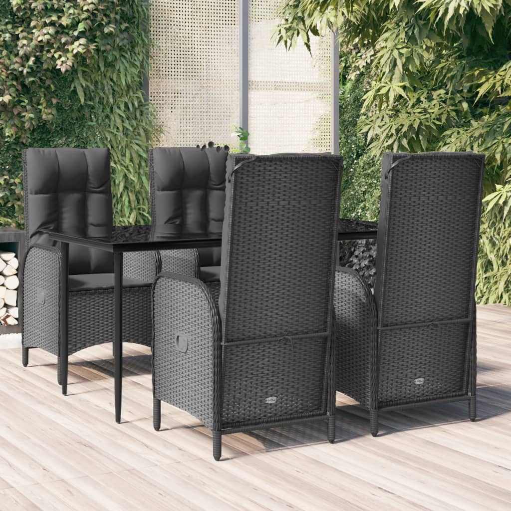 5-delige Tuinset met kussens poly rattan zwart is nu te koop bij PeponiXL, paradijselijk wonen!