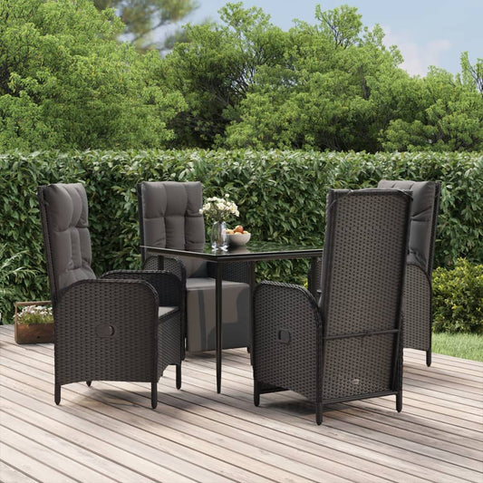 5-delige Tuinset met kussens poly rattan zwart is nu te koop bij PeponiXL, paradijselijk wonen!