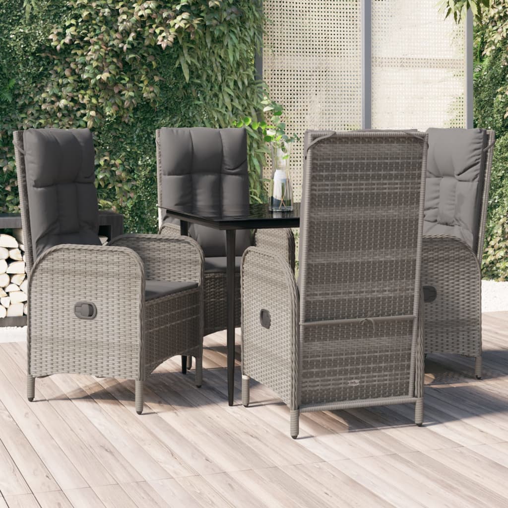5-delige Tuinset met kussens poly rattan zwart en grijs is nu te koop bij PeponiXL, paradijselijk wonen!