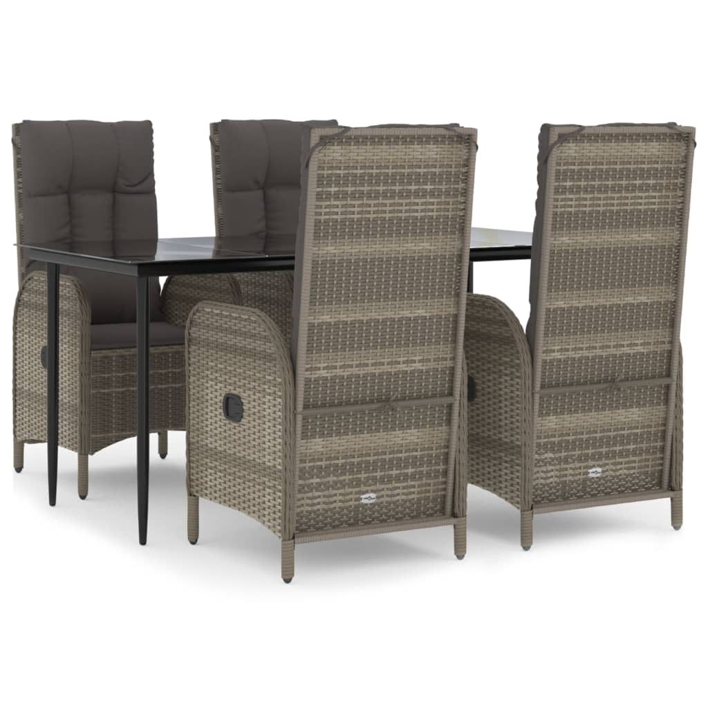 5-delige Tuinset met kussens poly rattan zwart en grijs is nu te koop bij PeponiXL, paradijselijk wonen!