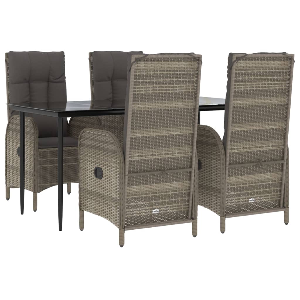 5-delige Tuinset met kussens poly rattan zwart en grijs is nu te koop bij PeponiXL, paradijselijk wonen!