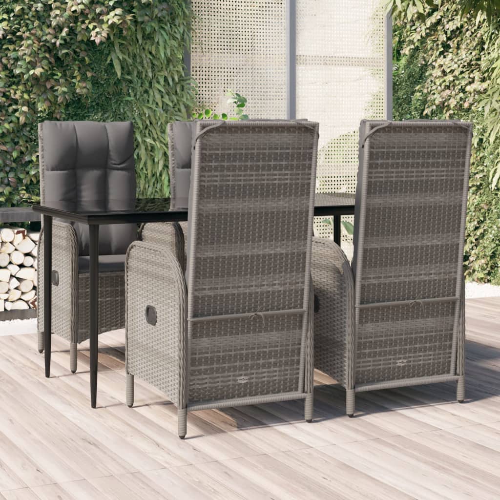 5-delige Tuinset met kussens poly rattan zwart en grijs is nu te koop bij PeponiXL, paradijselijk wonen!