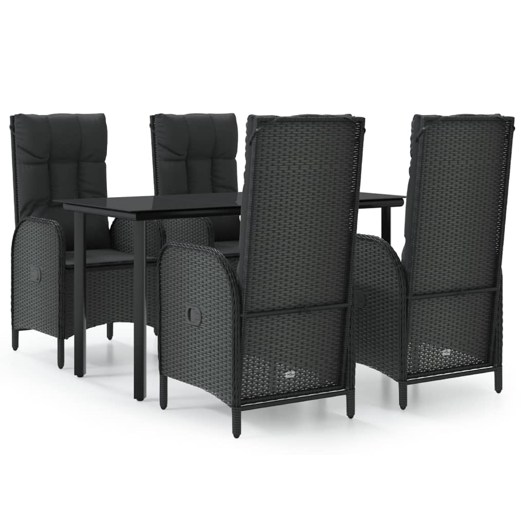 5-delige Tuinset met kussens poly rattan zwart is nu te koop bij PeponiXL, paradijselijk wonen!