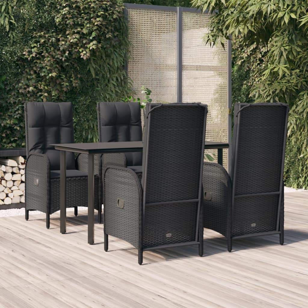 5-delige Tuinset met kussens poly rattan zwart is nu te koop bij PeponiXL, paradijselijk wonen!
