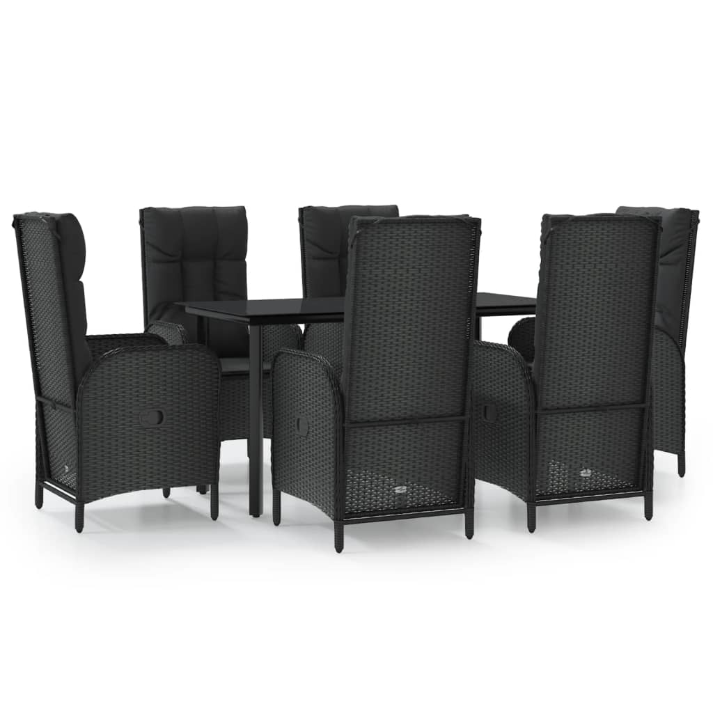 7-delige Tuinset met kussens poly rattan zwart is nu te koop bij PeponiXL, paradijselijk wonen!