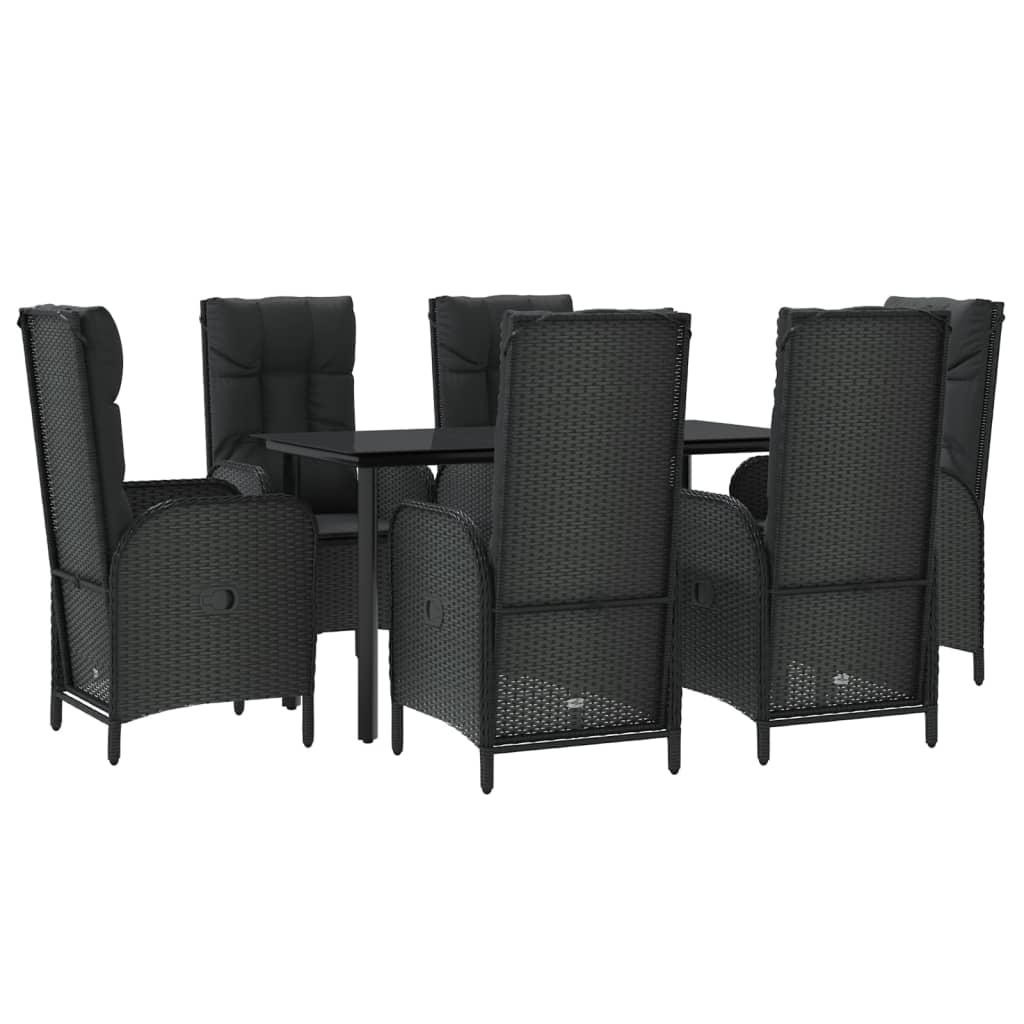 7-delige Tuinset met kussens poly rattan zwart is nu te koop bij PeponiXL, paradijselijk wonen!