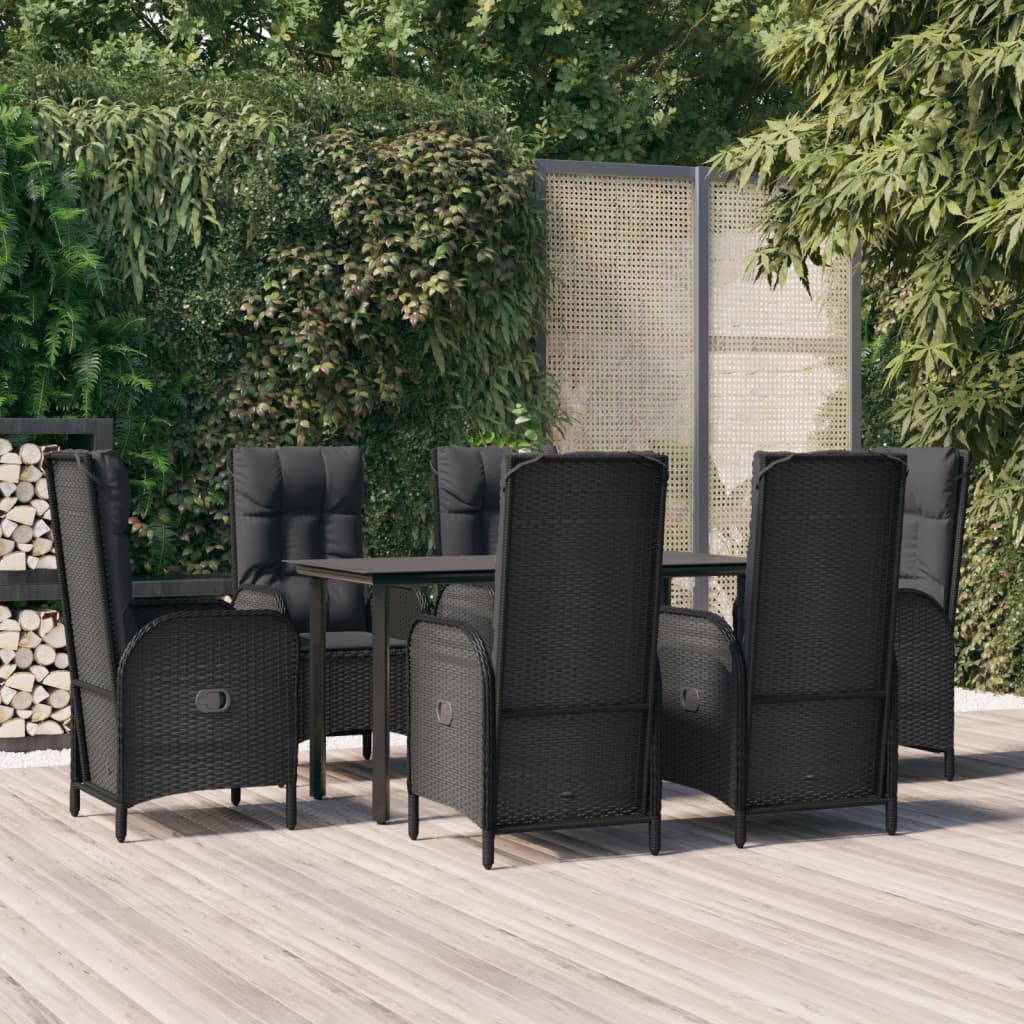 7-delige Tuinset met kussens poly rattan zwart is nu te koop bij PeponiXL, paradijselijk wonen!