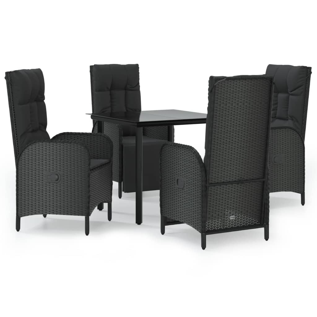 5-delige Tuinset met kussens poly rattan zwart is nu te koop bij PeponiXL, paradijselijk wonen!