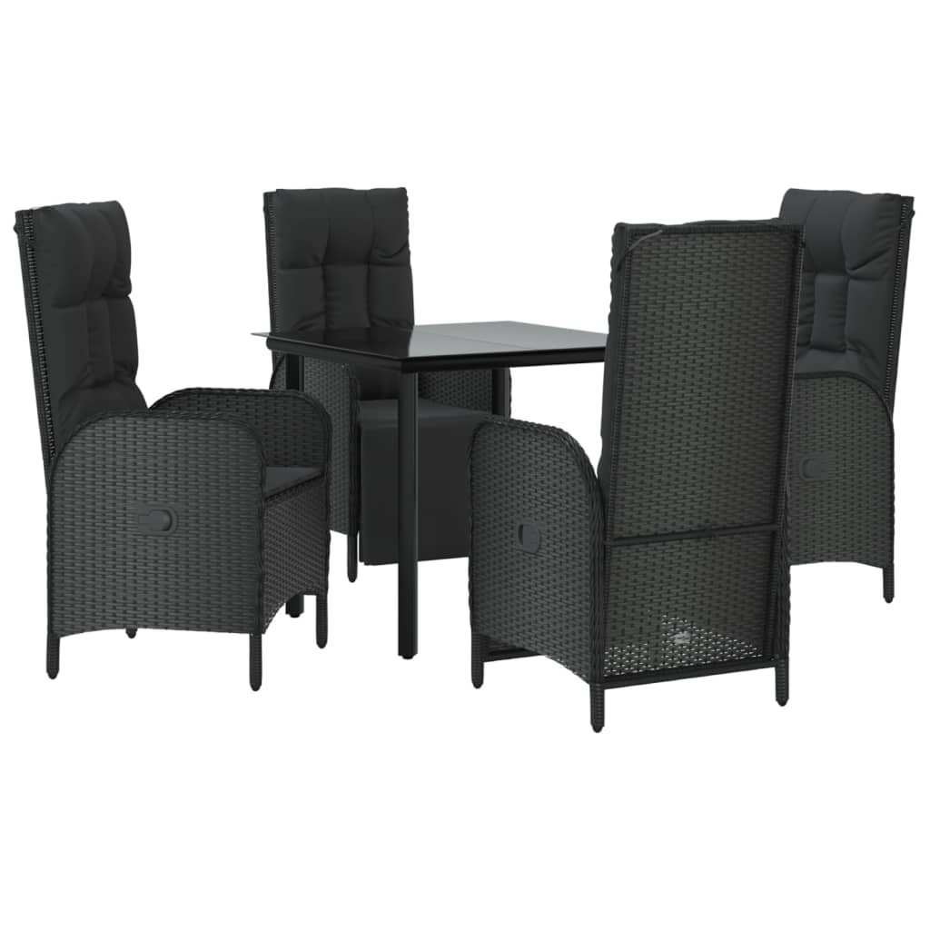 5-delige Tuinset met kussens poly rattan zwart is nu te koop bij PeponiXL, paradijselijk wonen!