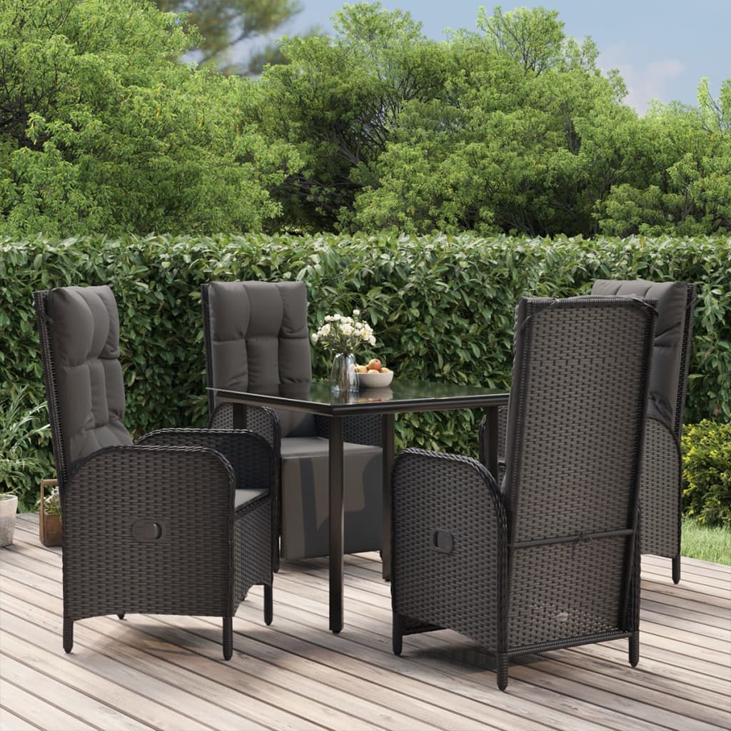 5-delige Tuinset met kussens poly rattan zwart is nu te koop bij PeponiXL, paradijselijk wonen!