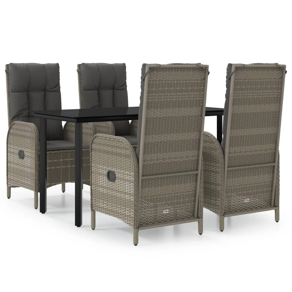 5-delige Tuinset met kussens poly rattan zwart en grijs is nu te koop bij PeponiXL, paradijselijk wonen!
