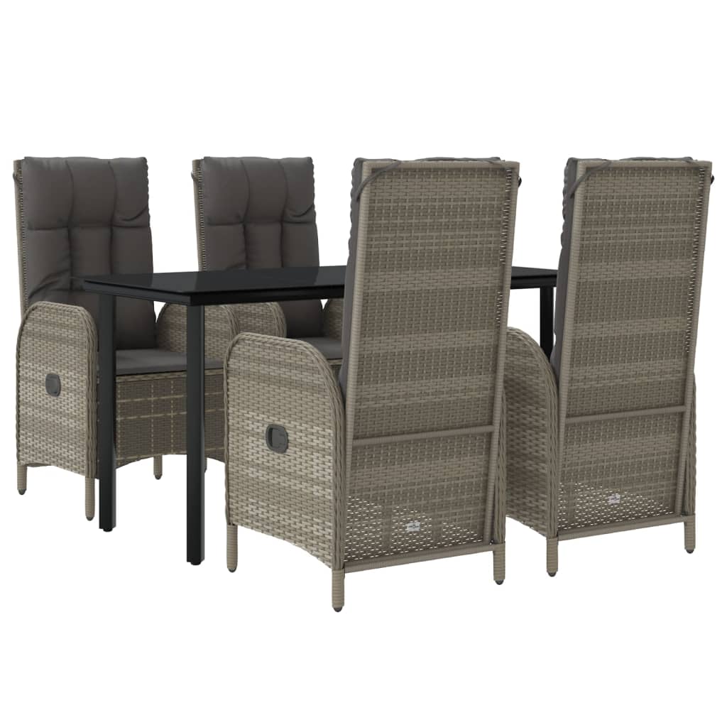 5-delige Tuinset met kussens poly rattan zwart en grijs is nu te koop bij PeponiXL, paradijselijk wonen!
