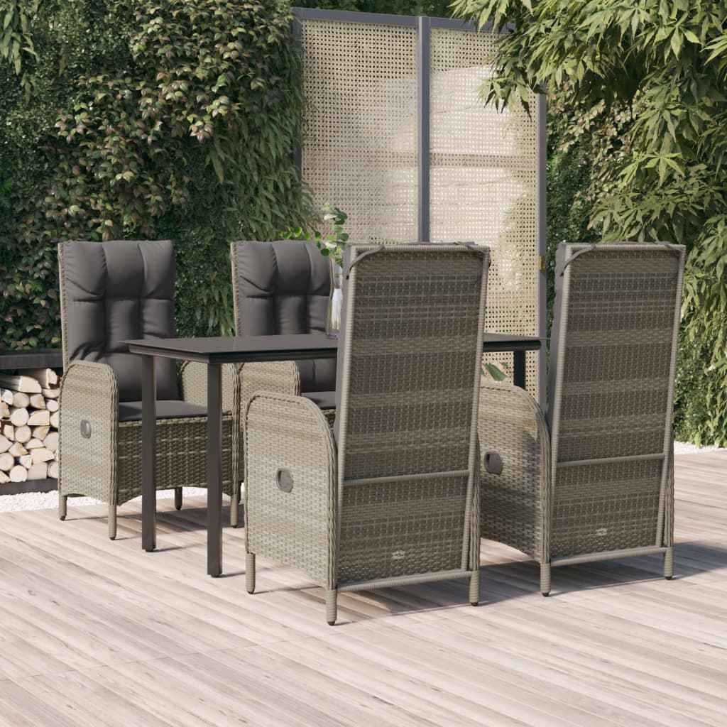 5-delige Tuinset met kussens poly rattan zwart en grijs is nu te koop bij PeponiXL, paradijselijk wonen!