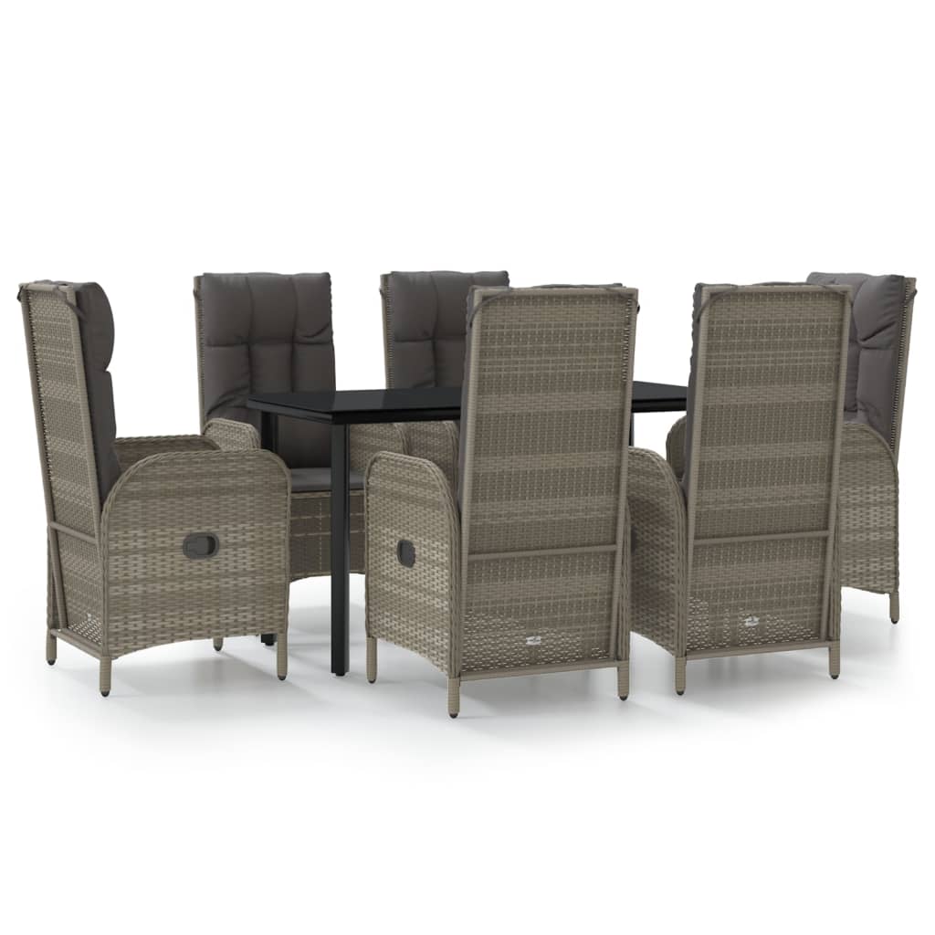 7-delige Tuinset met kussens poly rattan zwart en grijs is nu te koop bij PeponiXL, paradijselijk wonen!