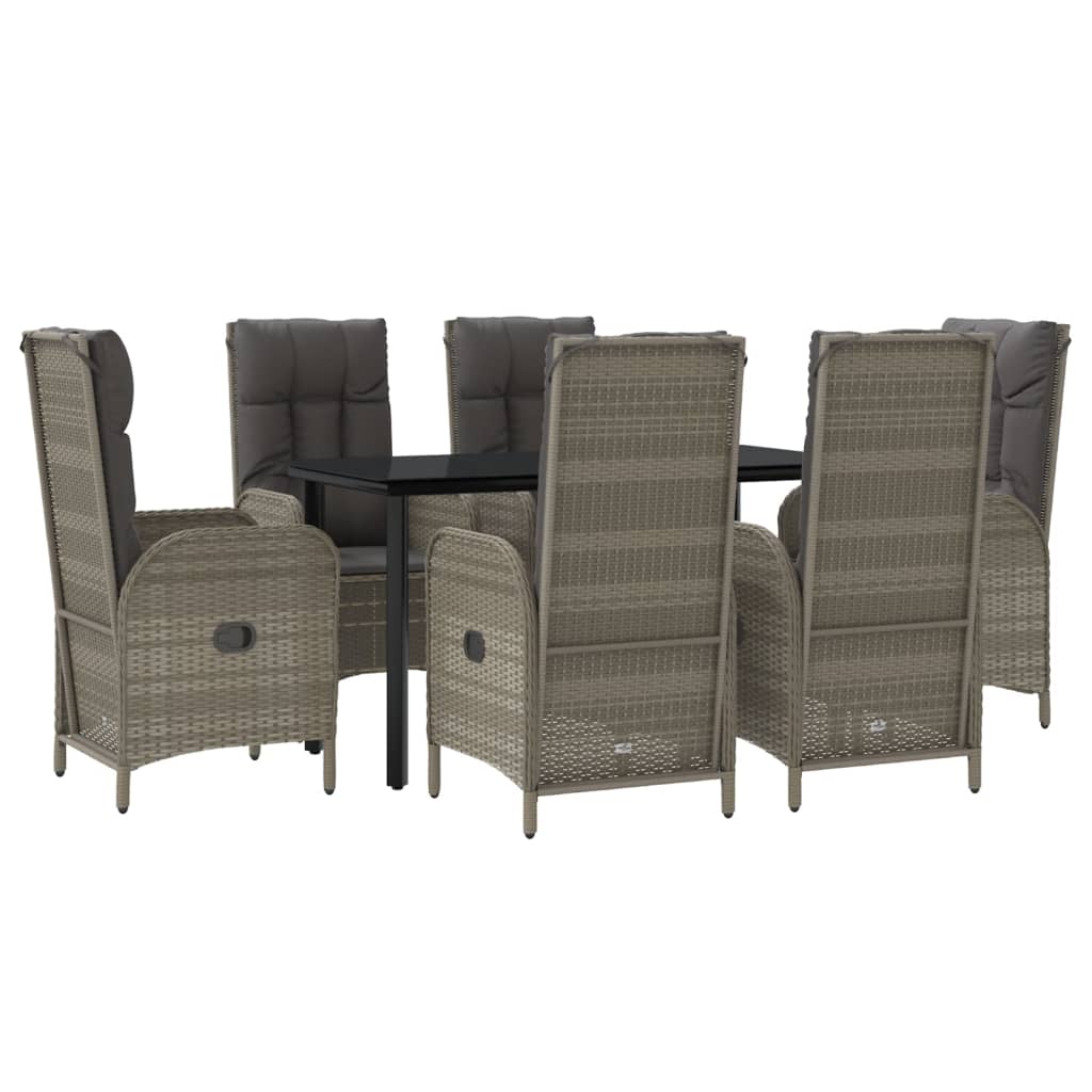 7-delige Tuinset met kussens poly rattan zwart en grijs is nu te koop bij PeponiXL, paradijselijk wonen!