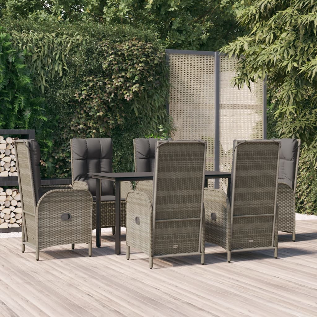 7-delige Tuinset met kussens poly rattan zwart en grijs is nu te koop bij PeponiXL, paradijselijk wonen!