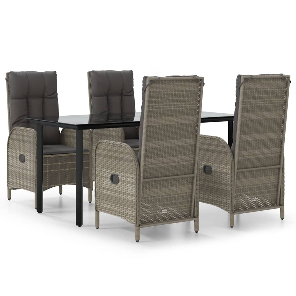5-delige Tuinset met kussens poly rattan zwart en grijs is nu te koop bij PeponiXL, paradijselijk wonen!