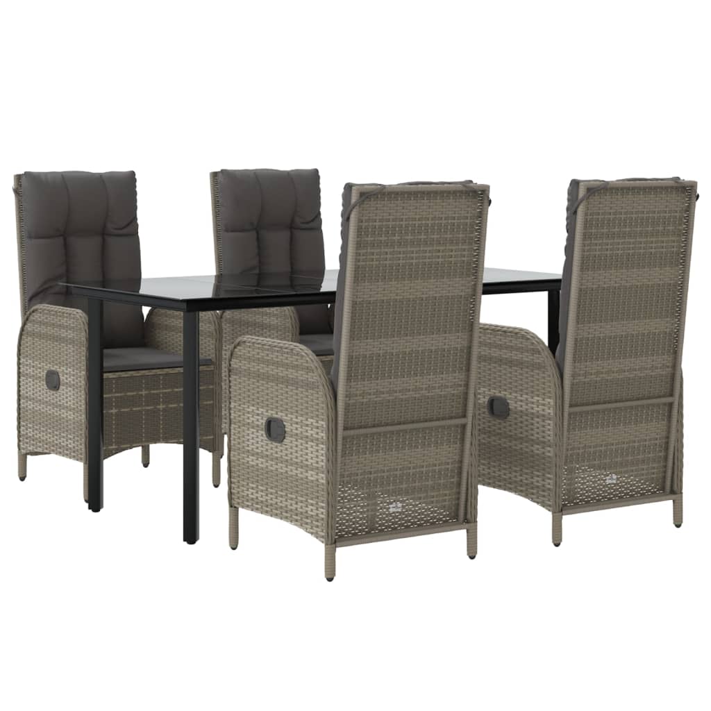 5-delige Tuinset met kussens poly rattan zwart en grijs is nu te koop bij PeponiXL, paradijselijk wonen!