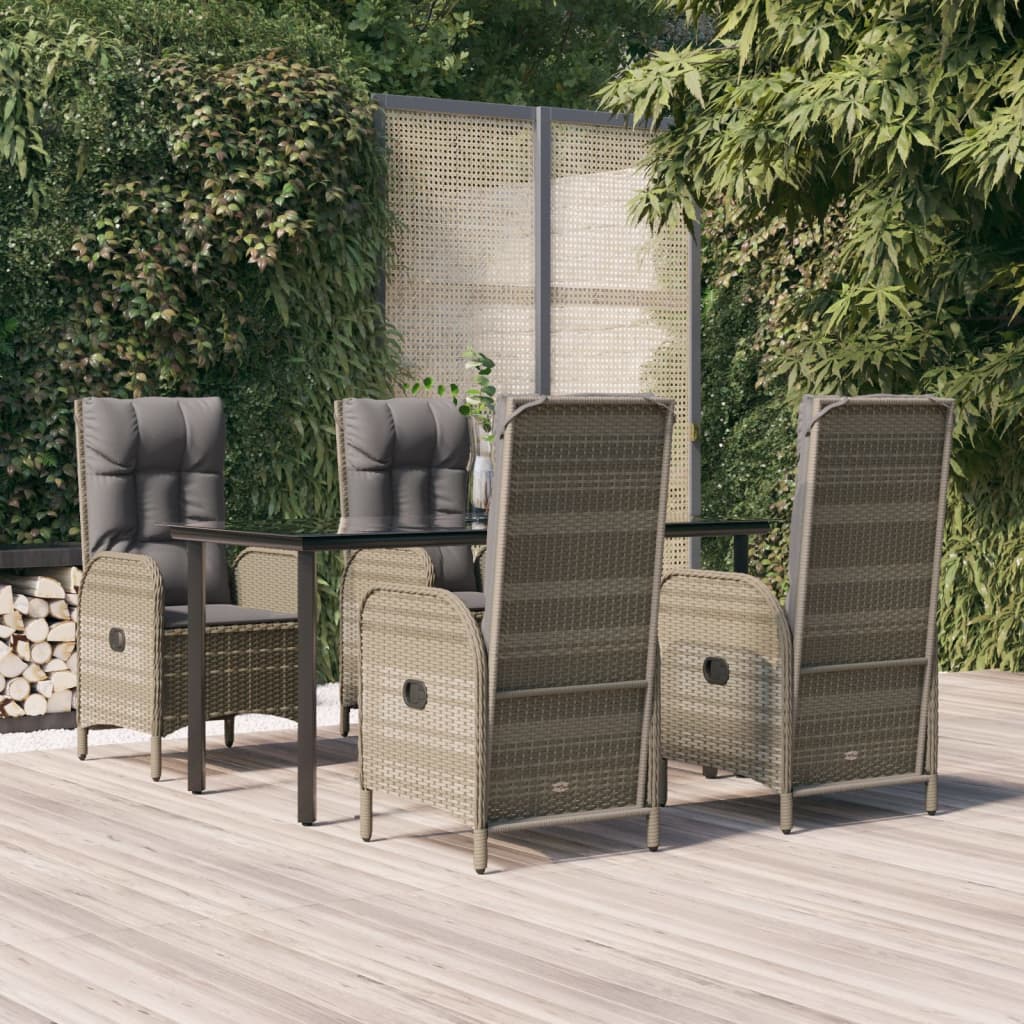 5-delige Tuinset met kussens poly rattan zwart en grijs is nu te koop bij PeponiXL, paradijselijk wonen!