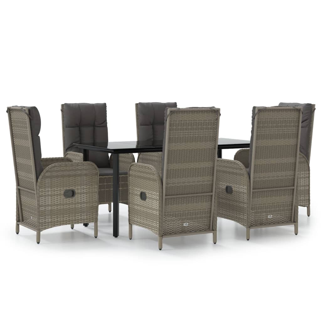 7-delige Tuinset met kussens poly rattan zwart en grijs is nu te koop bij PeponiXL, paradijselijk wonen!