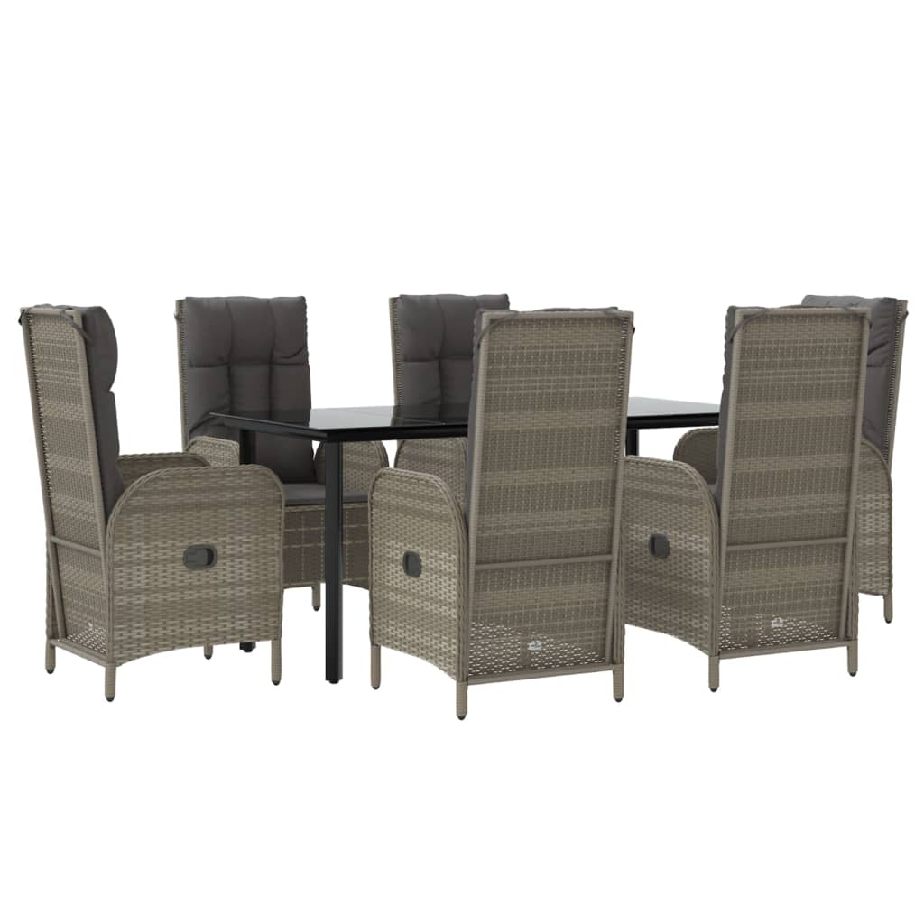 7-delige Tuinset met kussens poly rattan zwart en grijs is nu te koop bij PeponiXL, paradijselijk wonen!