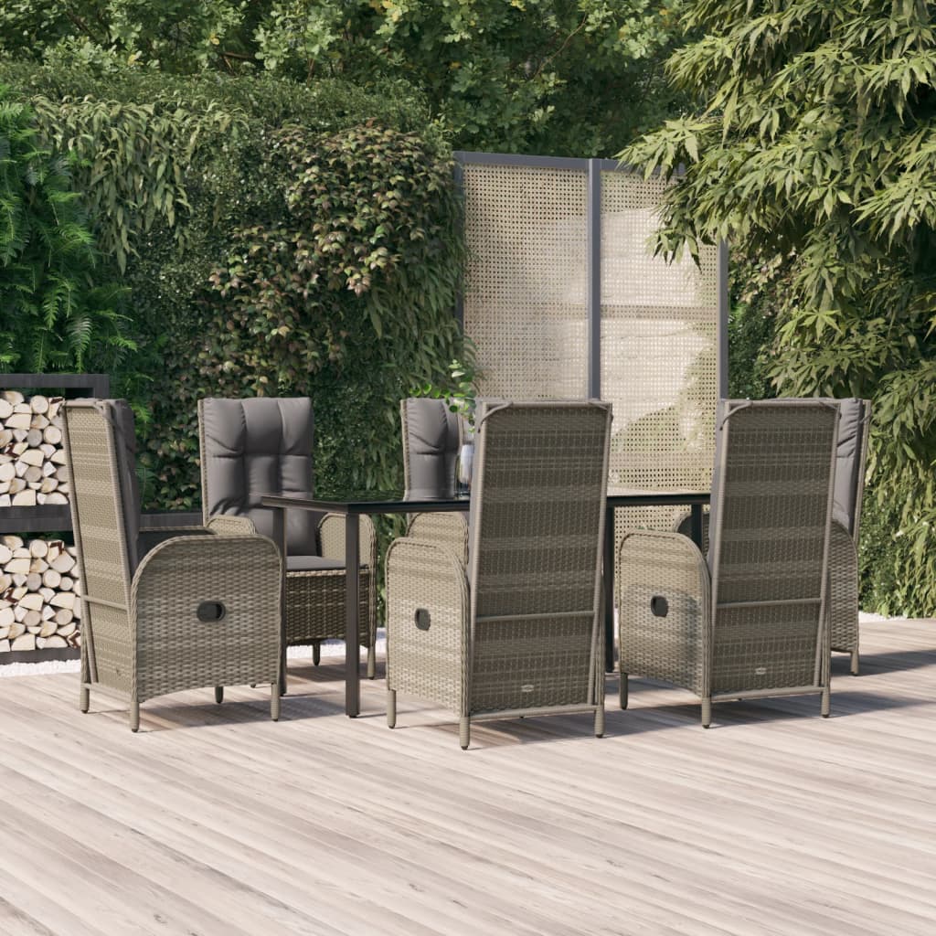 7-delige Tuinset met kussens poly rattan zwart en grijs is nu te koop bij PeponiXL, paradijselijk wonen!