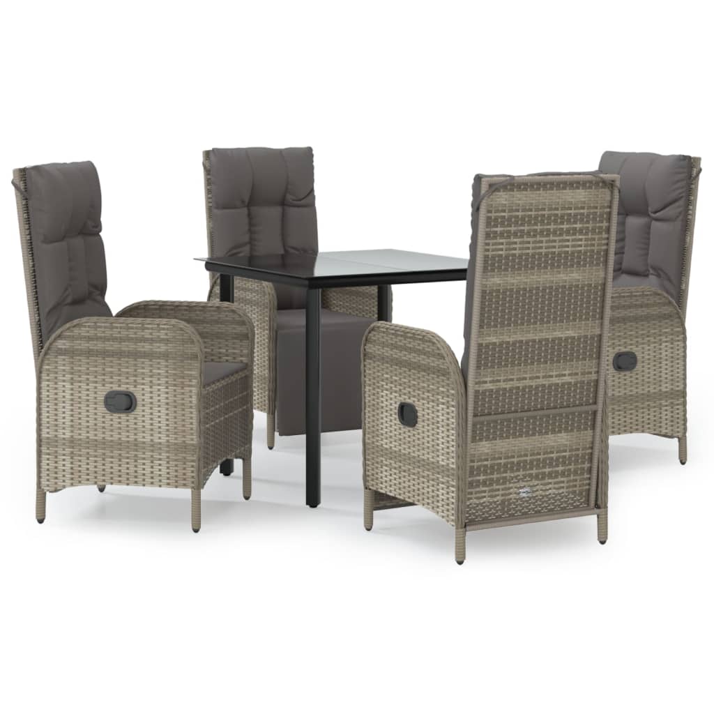5-delige Tuinset met kussens poly rattan zwart en grijs is nu te koop bij PeponiXL, paradijselijk wonen!