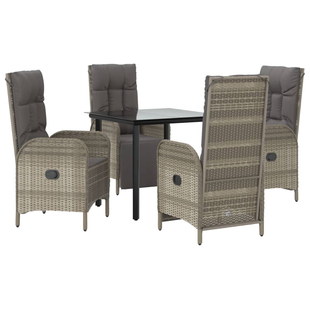 5-delige Tuinset met kussens poly rattan zwart en grijs is nu te koop bij PeponiXL, paradijselijk wonen!