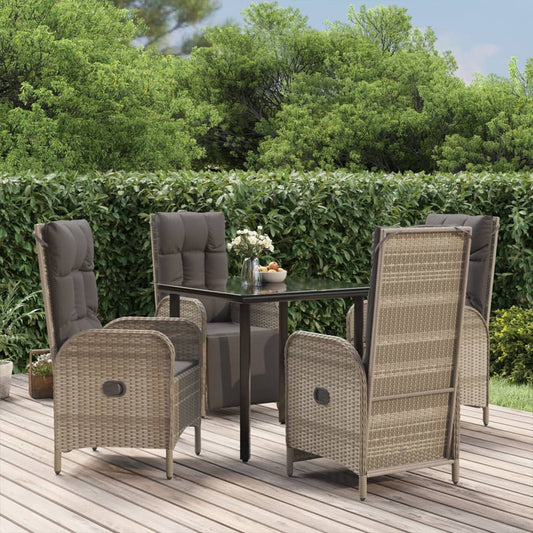 5-delige Tuinset met kussens poly rattan zwart en grijs is nu te koop bij PeponiXL, paradijselijk wonen!
