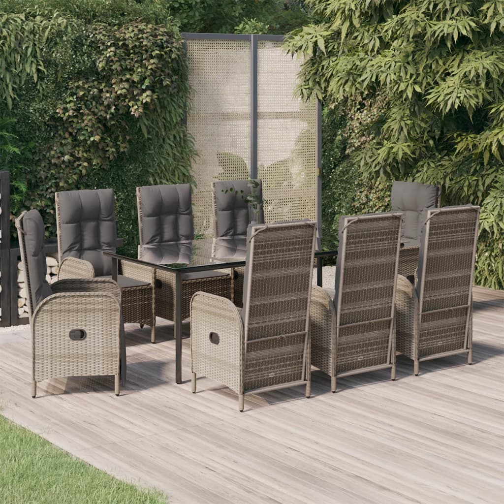 9-delige Tuinset met kussens poly rattan zwart en grijs is nu te koop bij PeponiXL, paradijselijk wonen!