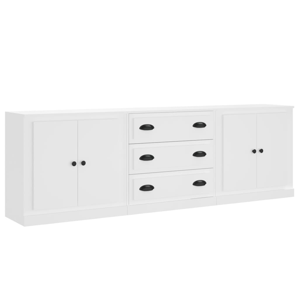 Dressoirs 3 st bewerkt hout wit is nu te koop bij PeponiXL, paradijselijk wonen!