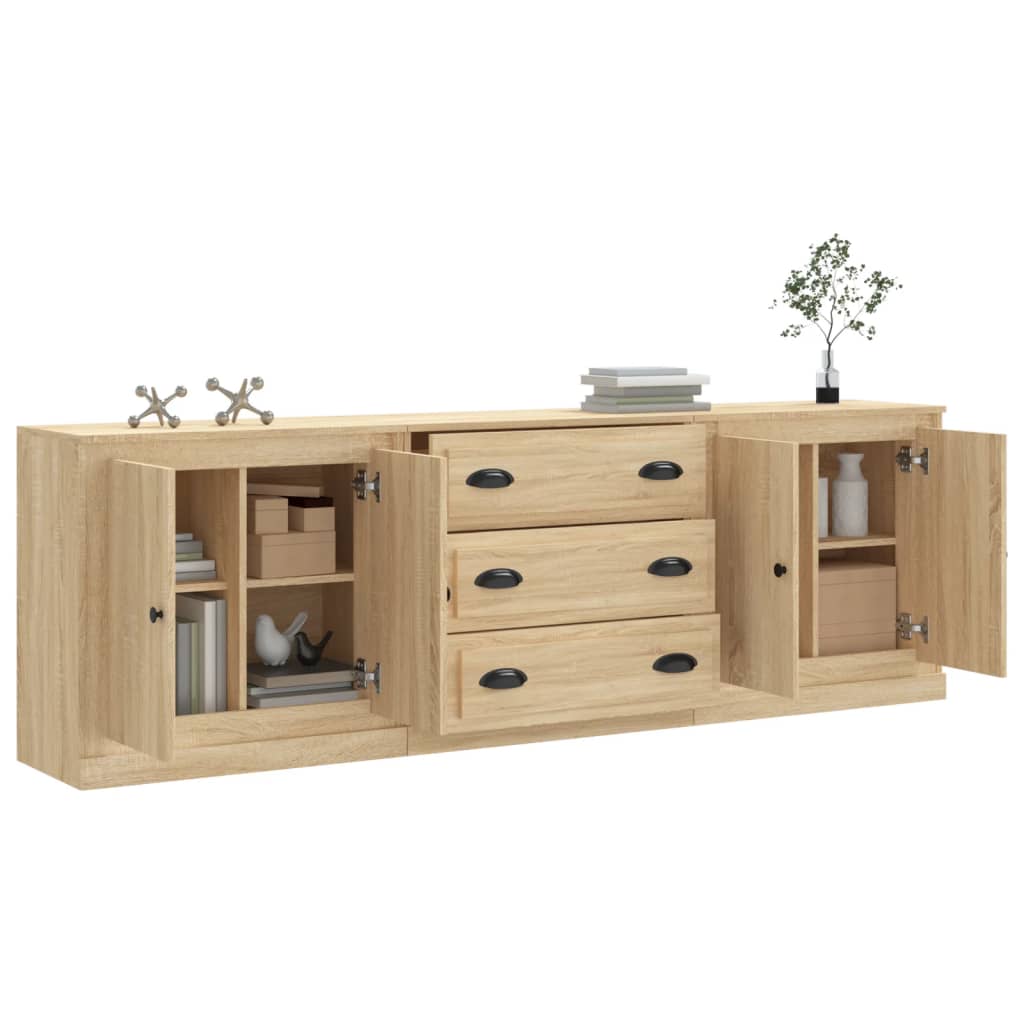 Dressoirs 3 st bewerkt hout sonoma eiken is nu te koop bij PeponiXL, paradijselijk wonen!