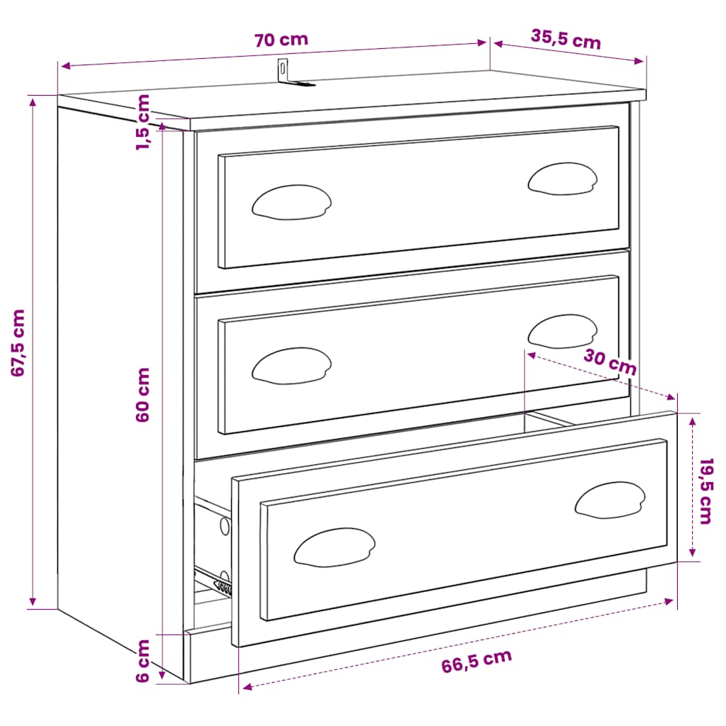 Dressoirs 3 st bewerkt hout betongrijs is nu te koop bij PeponiXL, paradijselijk wonen!
