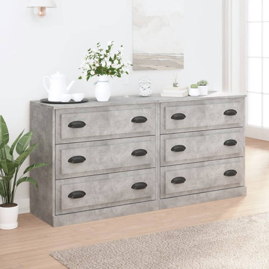 Dressoirs 2 st bewerkt hout betongrijs is nu te koop bij PeponiXL, paradijselijk wonen!