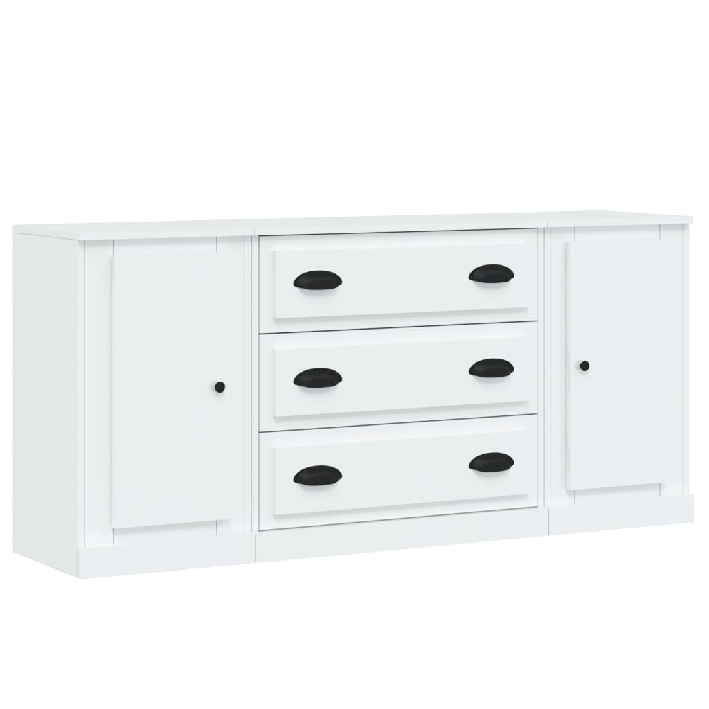 Dressoirs 3 st bewerkt hout hoogglans wit is nu te koop bij PeponiXL, paradijselijk wonen!