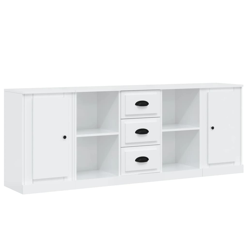 Dressoirs 3 st bewerkt hout hoogglans wit is nu te koop bij PeponiXL, paradijselijk wonen!