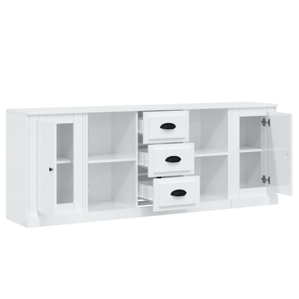 Dressoirs 3 st bewerkt hout hoogglans wit is nu te koop bij PeponiXL, paradijselijk wonen!