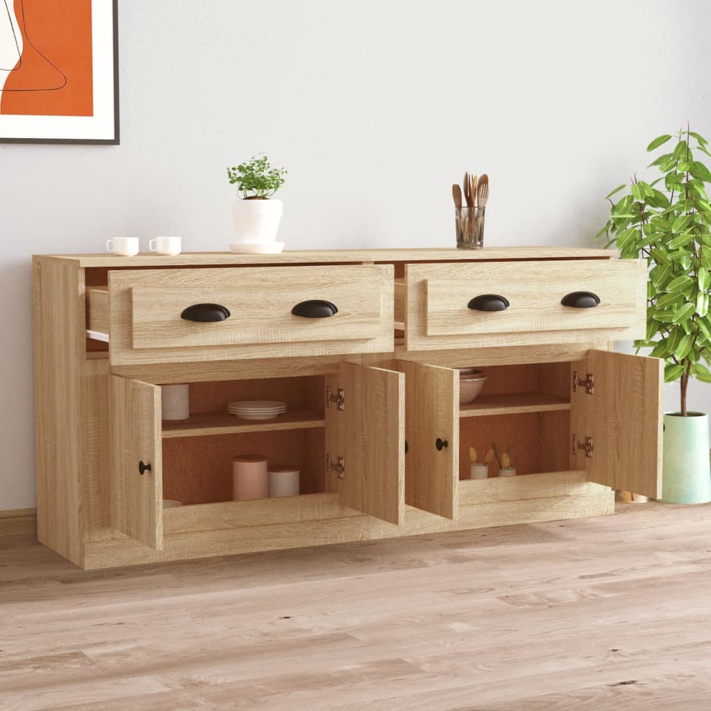 Dressoirs 2 st bewerkt hout sonoma eikenkleurig is nu te koop bij PeponiXL, paradijselijk wonen!